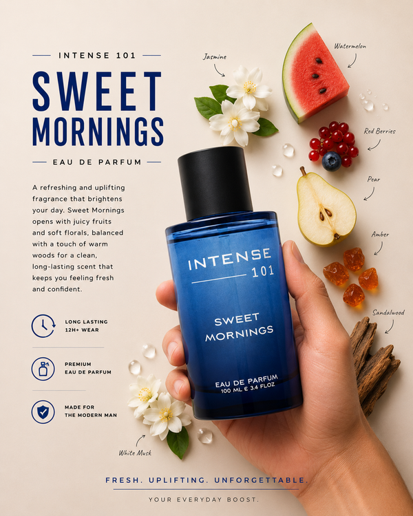 Intense101 Sweet Mornings Eau de Parfum for Men | Long-Lasting Sweet & Fresh Everyday Fragrance | 100ml