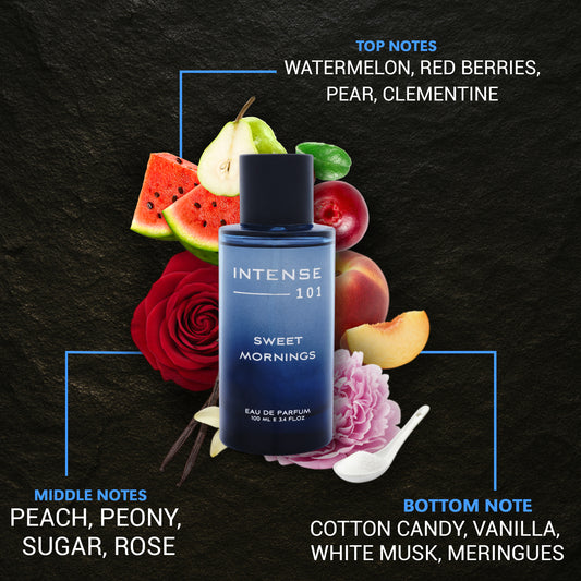 Intense101 Sweet Mornings Eau de Parfum for Men | Long-Lasting Sweet & Fresh Everyday Fragrance | 100ml